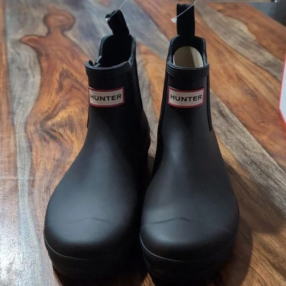 Hunter Black Ankle Rain Boots - Picture 1 of 1